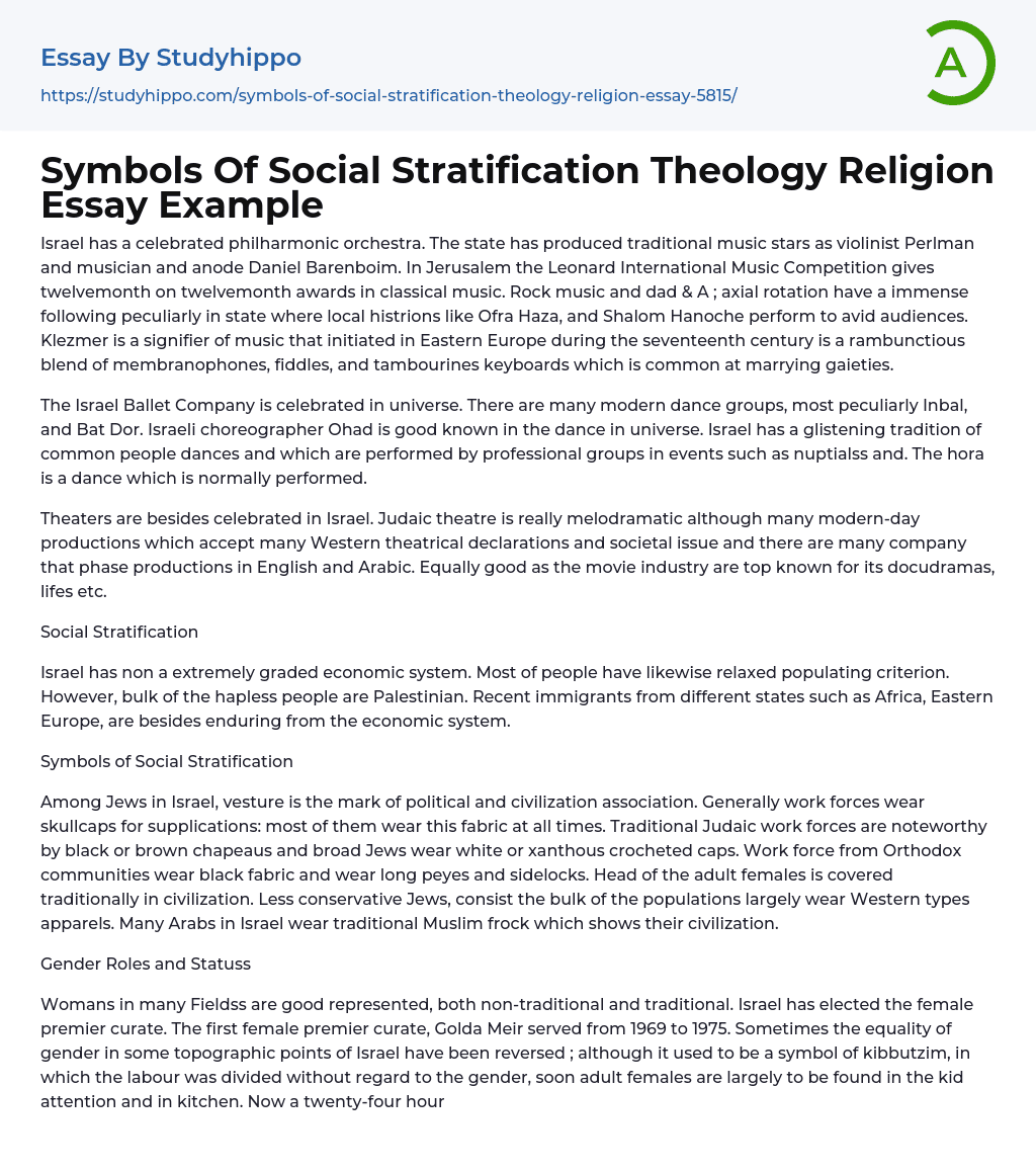 Symbols Of Social Stratification Theology Religion Essay Example