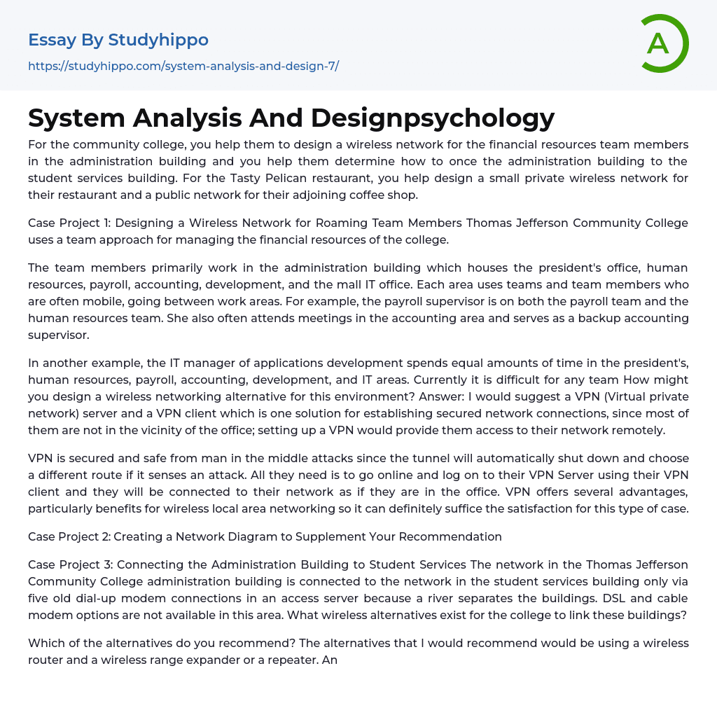 System Analysis And Designpsychology Essay Example