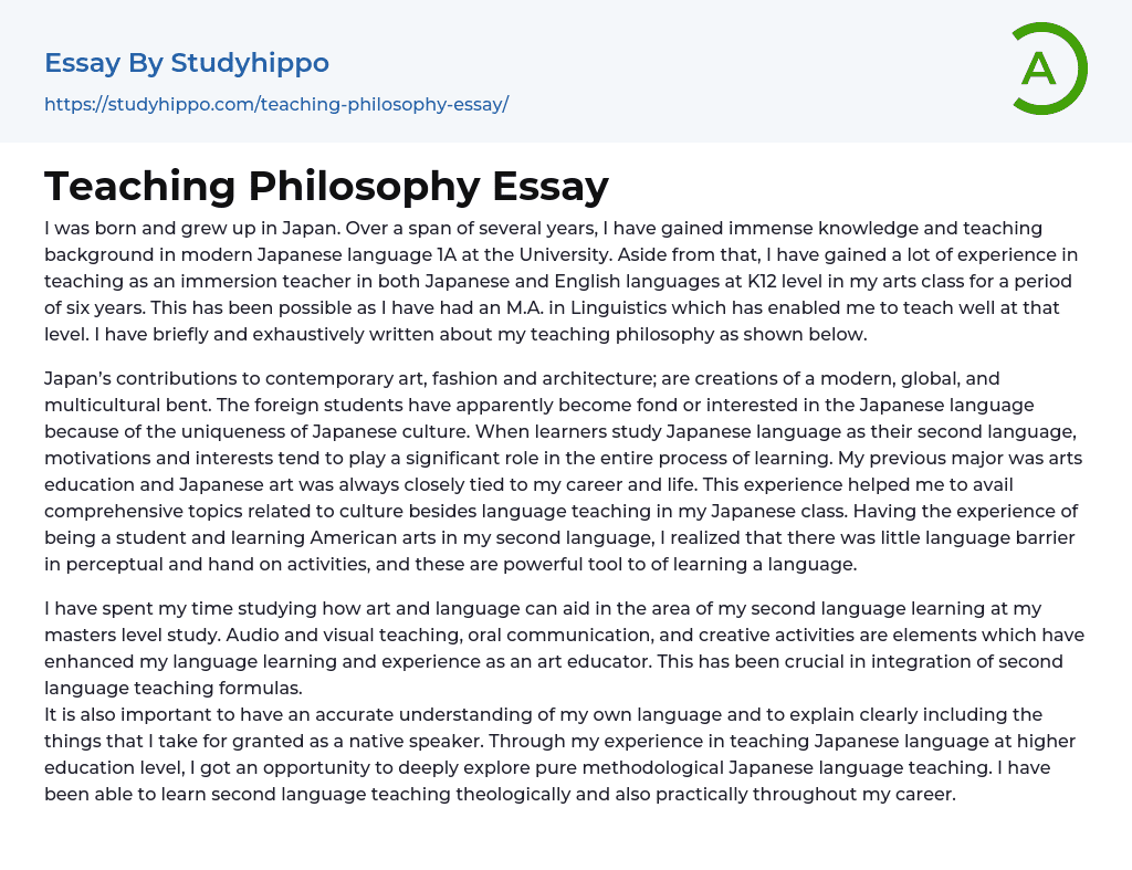essay about teaching philosophy