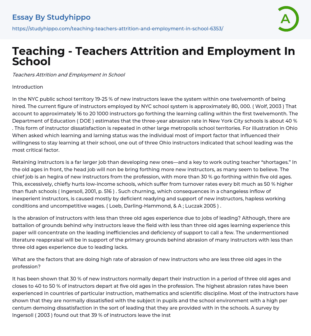 case study on teacher attrition