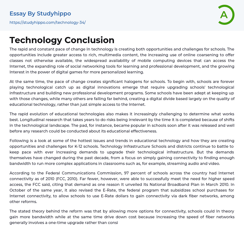 Technology Conclusion Essay Example