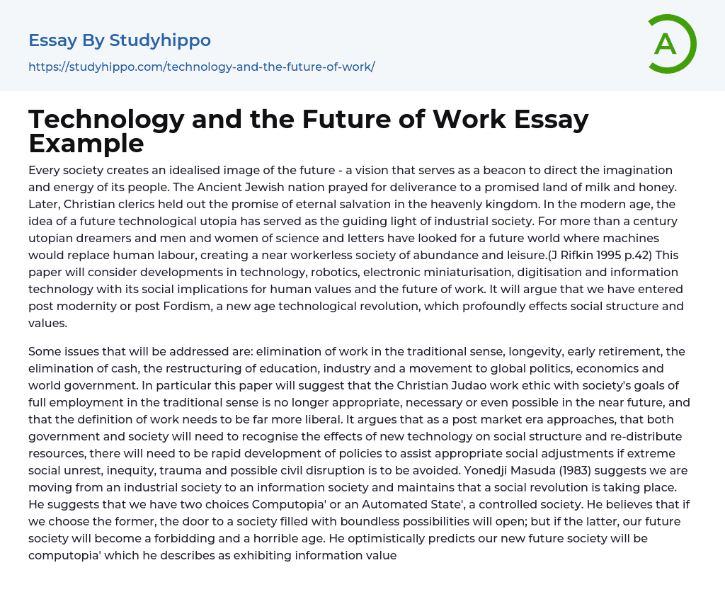 the future is about science and technology essay