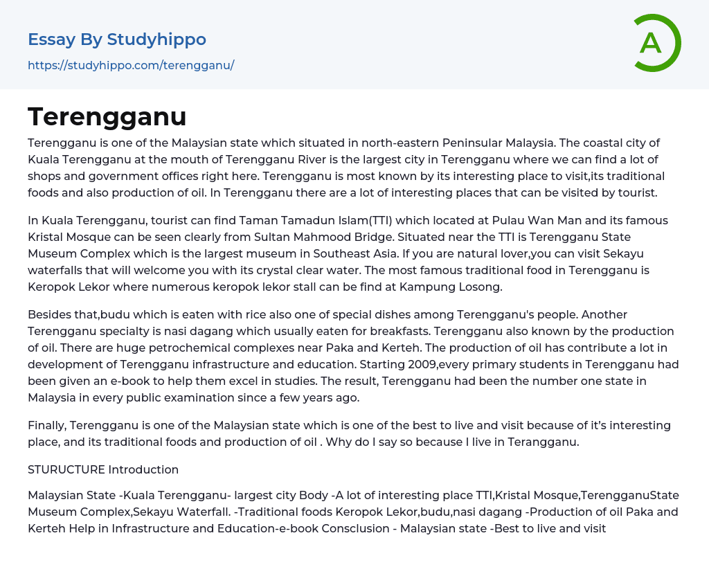 Terengganu Essay Example