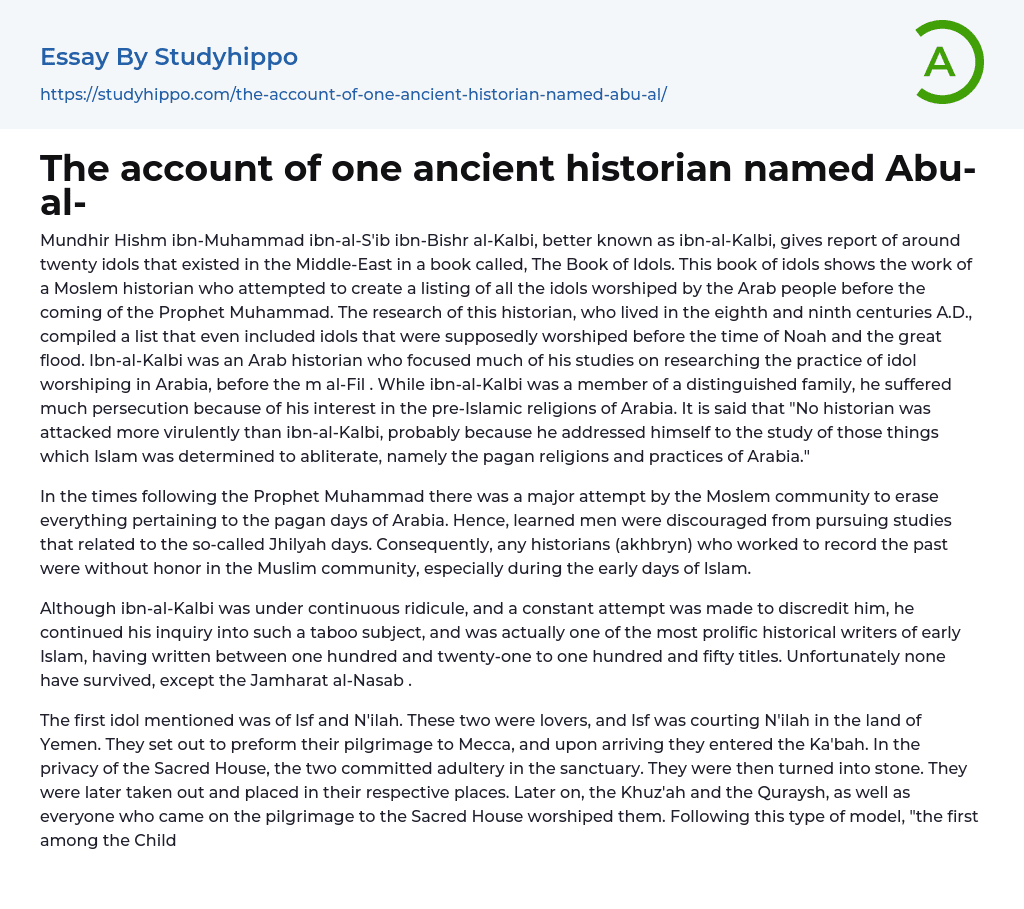 The account of one ancient historian named Abu-al- Essay Example