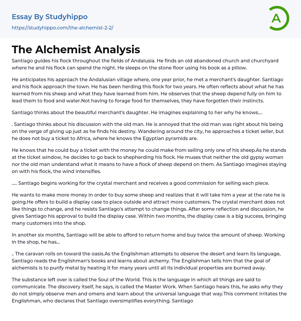The Alchemist Analysis Essay Example
