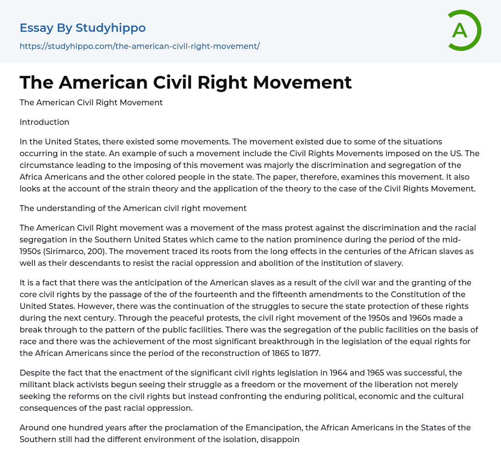 civil right movement essay topics