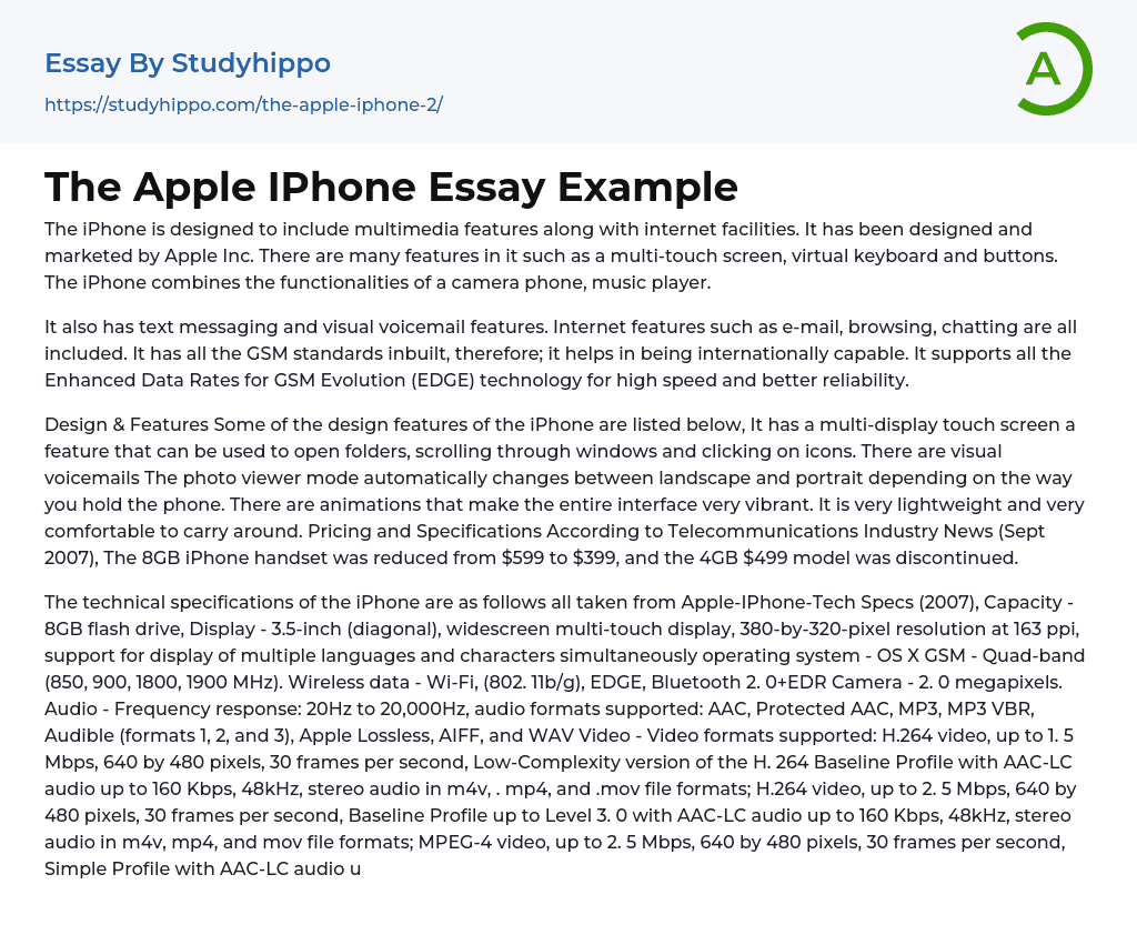 The Apple IPhone Essay Example
