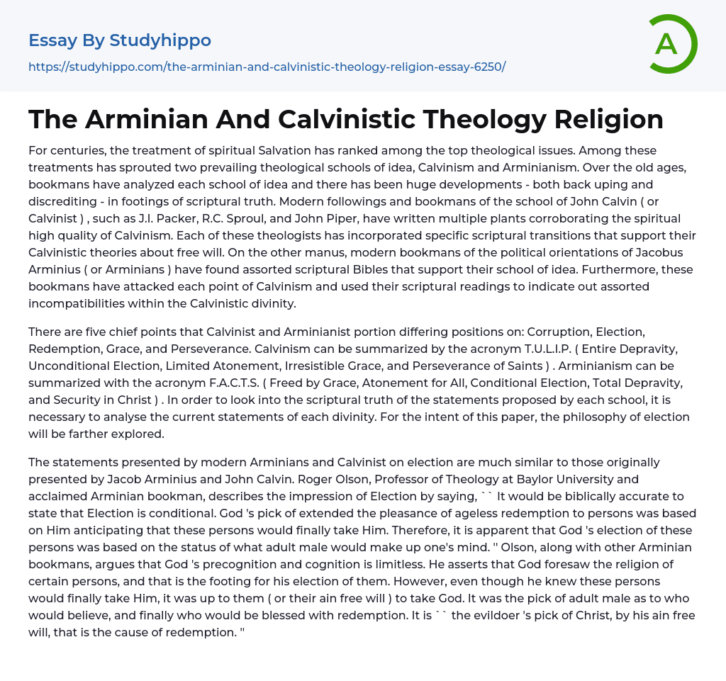 The Arminian And Calvinistic Theology Religion