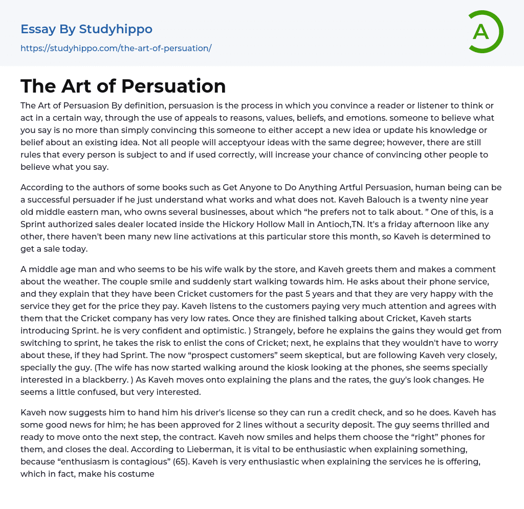 The Art of Persuation Essay Example