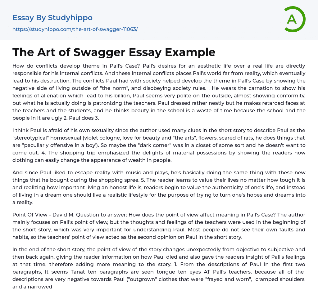 The Art of Swagger Essay Example