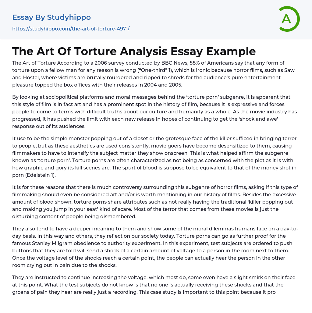 The Art Of Torture Analysis Essay Example