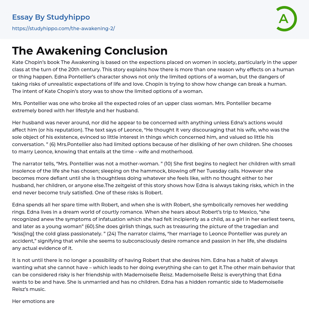 The Awakening Conclusion Essay Example