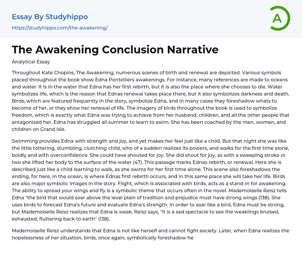 The Awakening Conclusion Narrative Essay Example