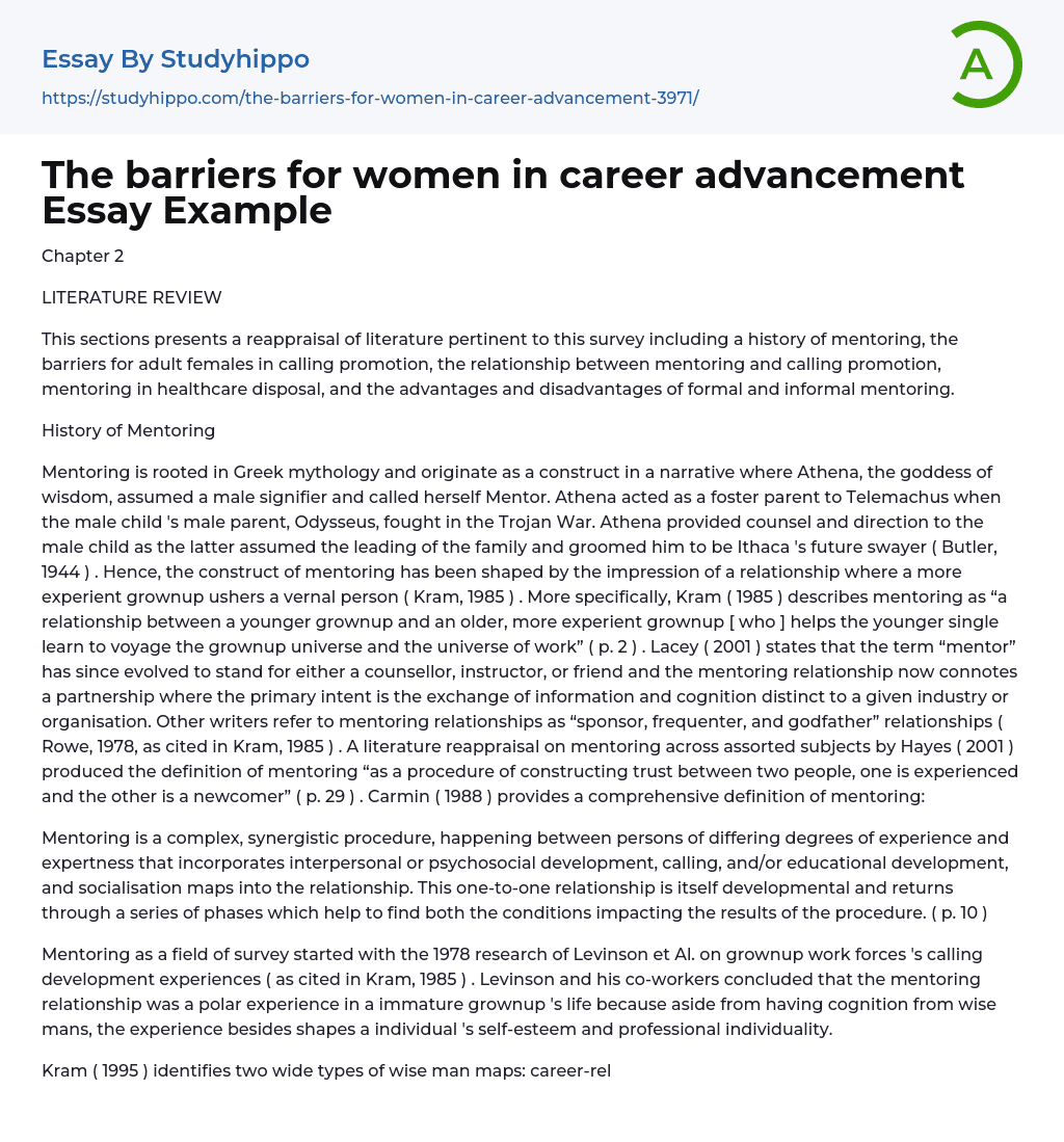 The barriers for women in career advancement Essay Example