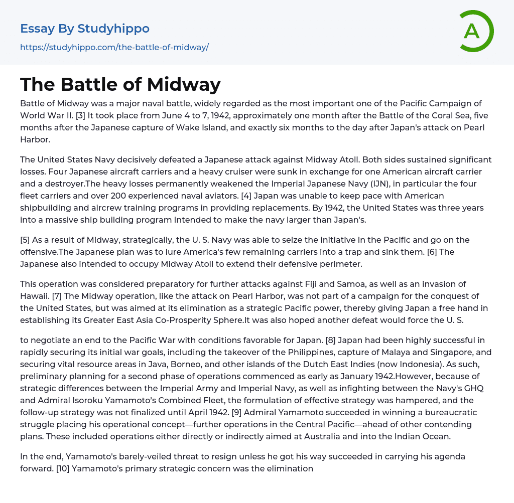 essay on the battle of midway