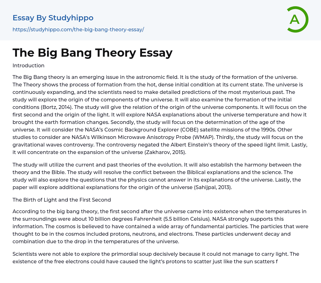 research paper on big bang theory