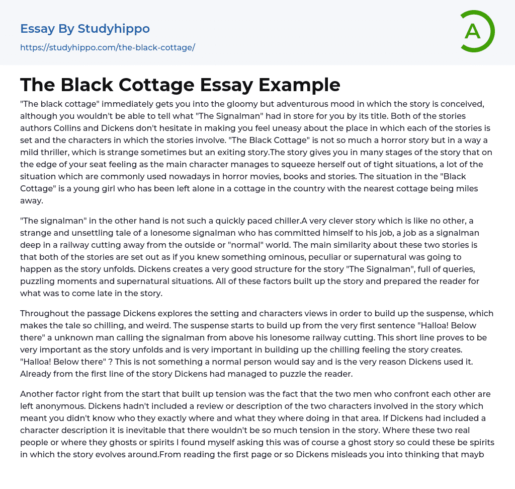 The Black Cottage Essay Example