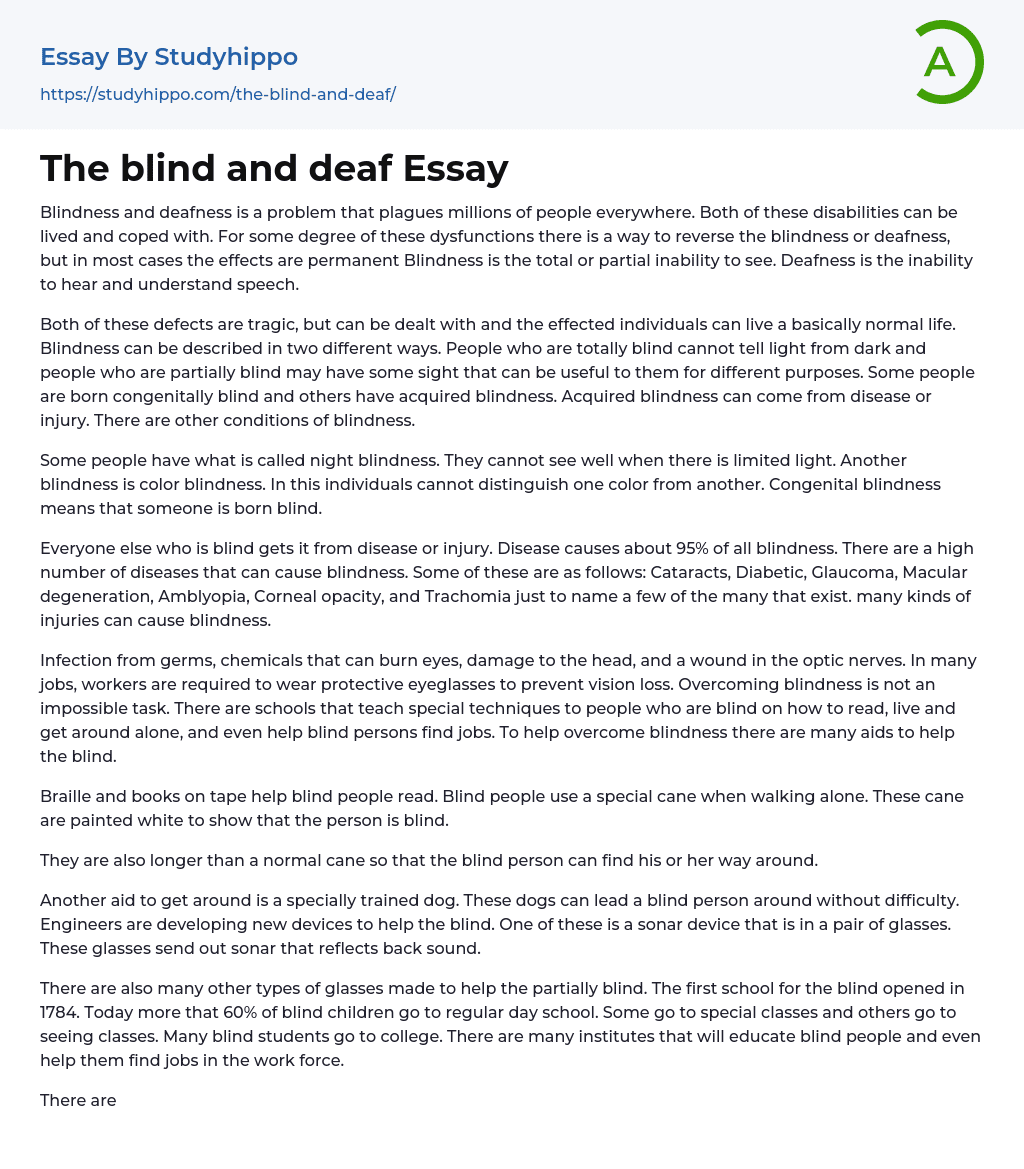 The blind and deaf Essay