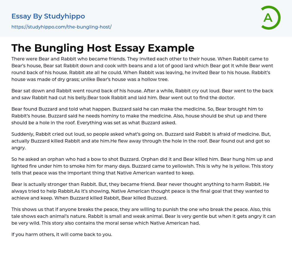 The Bungling Host Essay Example