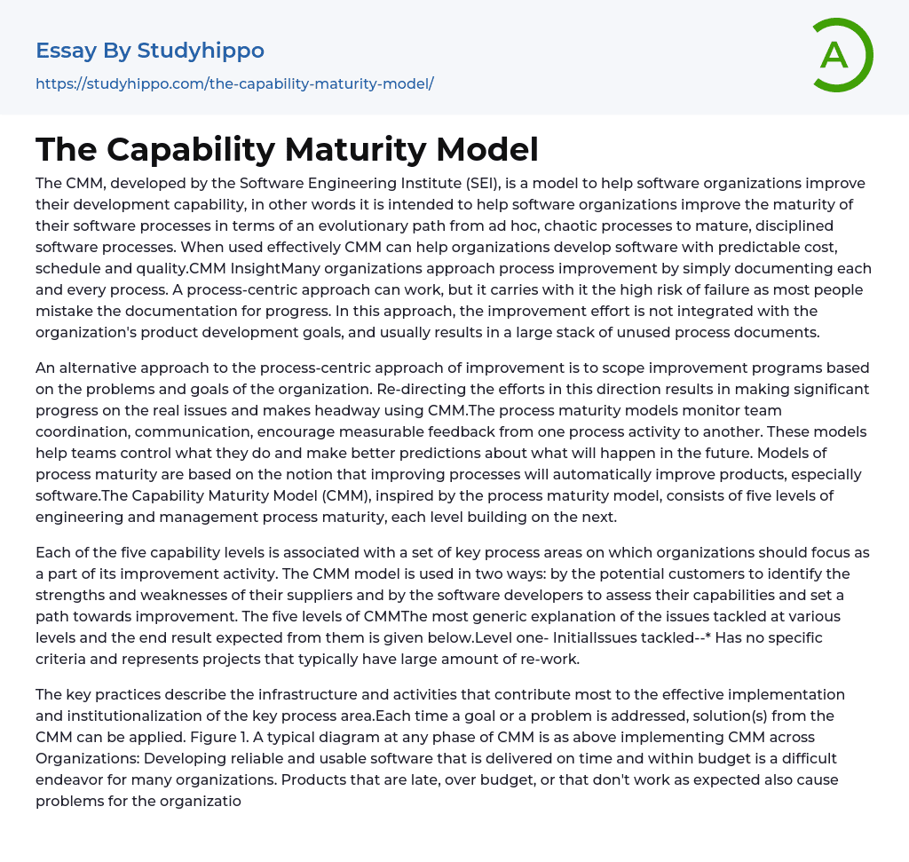 The Capability Maturity Model Essay Example