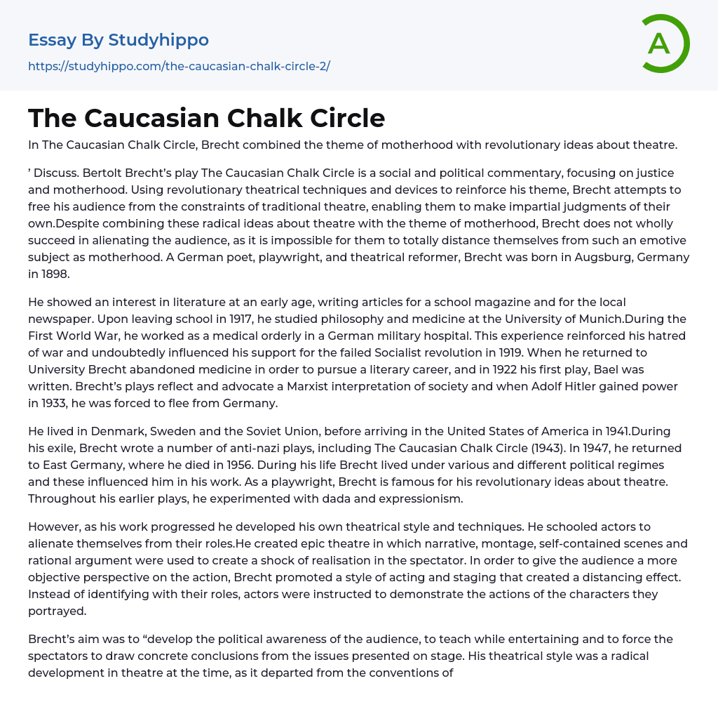 The Caucasian Chalk Circle Essay Example