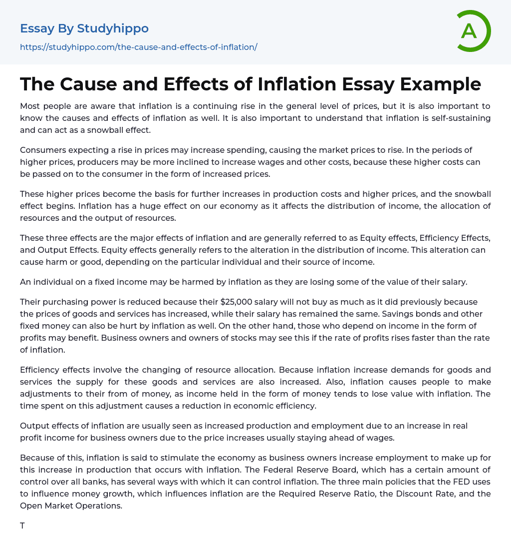argumentative essay on inflation