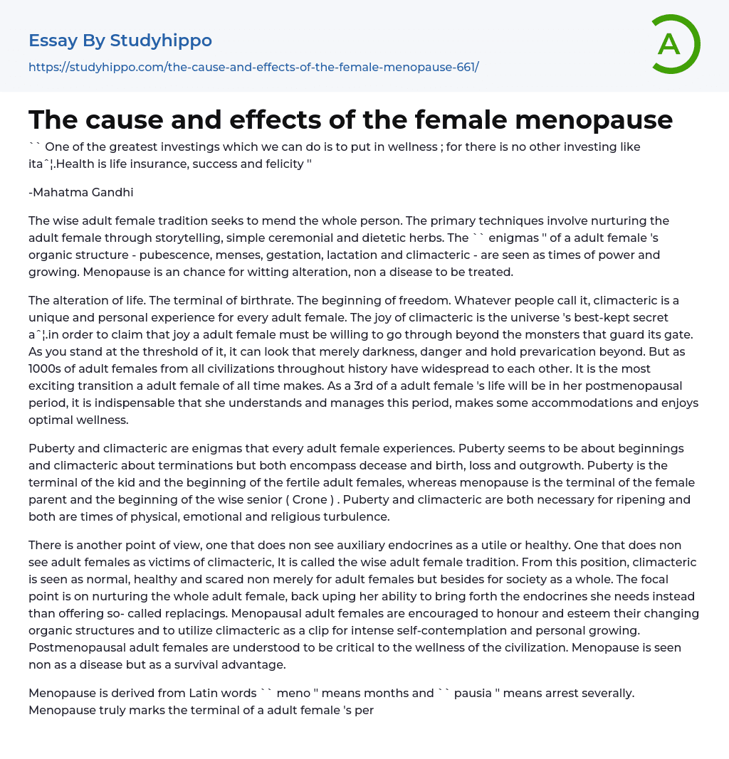 comprehensive essay on menopause