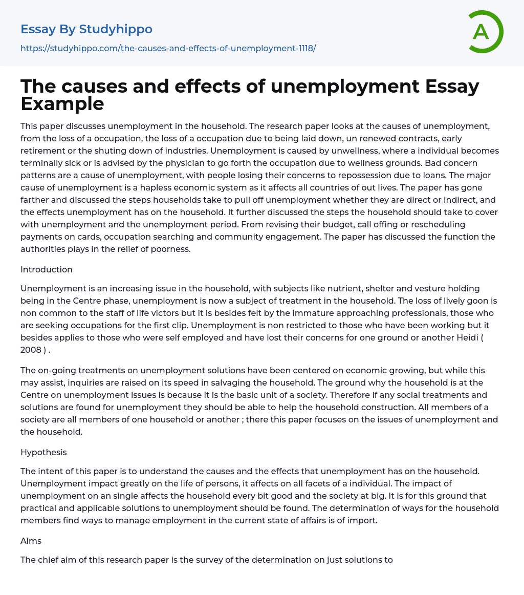 define unemployment essay