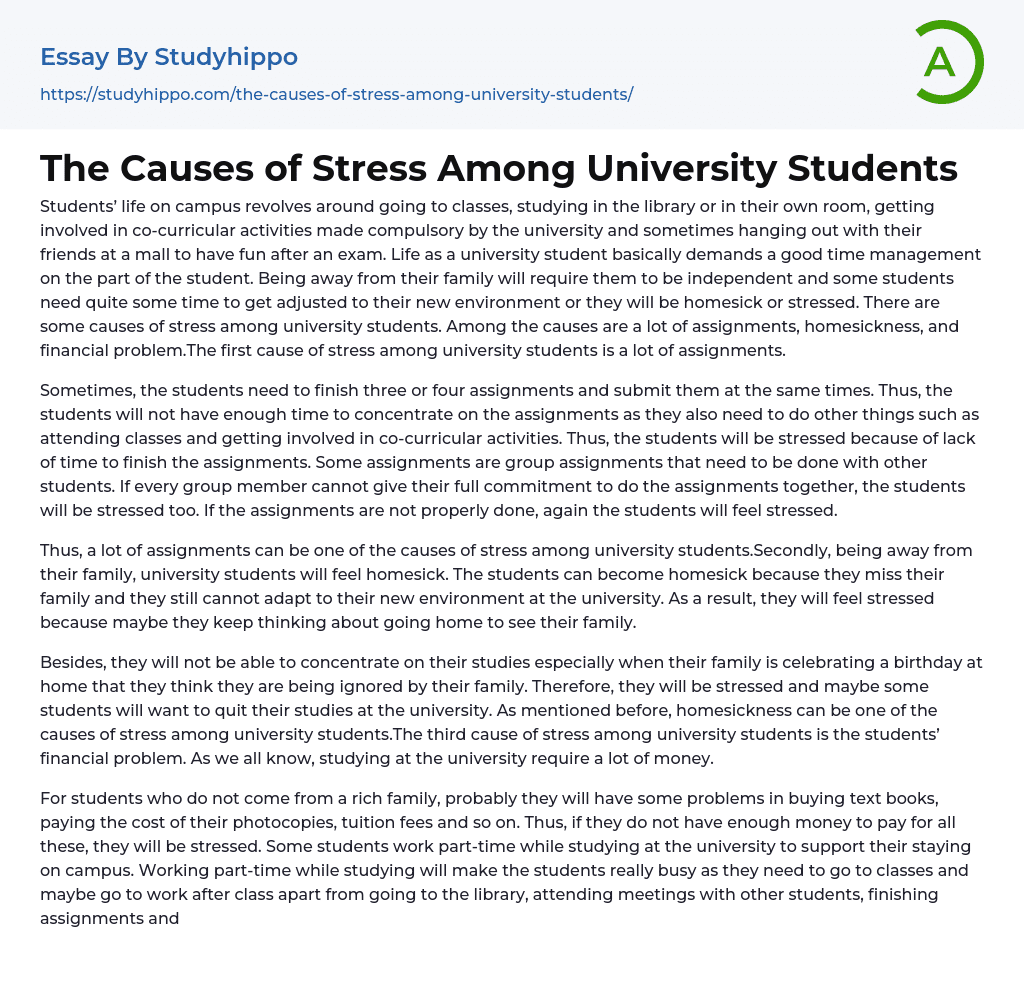 essay on increasing stress faced by students