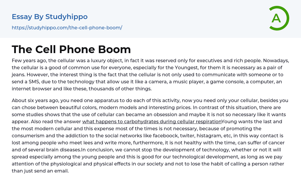 The Cell Phone Boom Essay Example