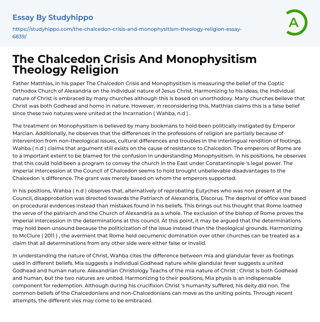The Chalcedon Crisis And Monophysitism Theology Religion
