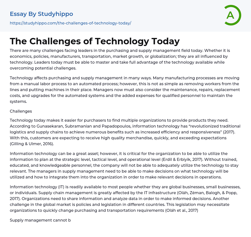 technology today essay