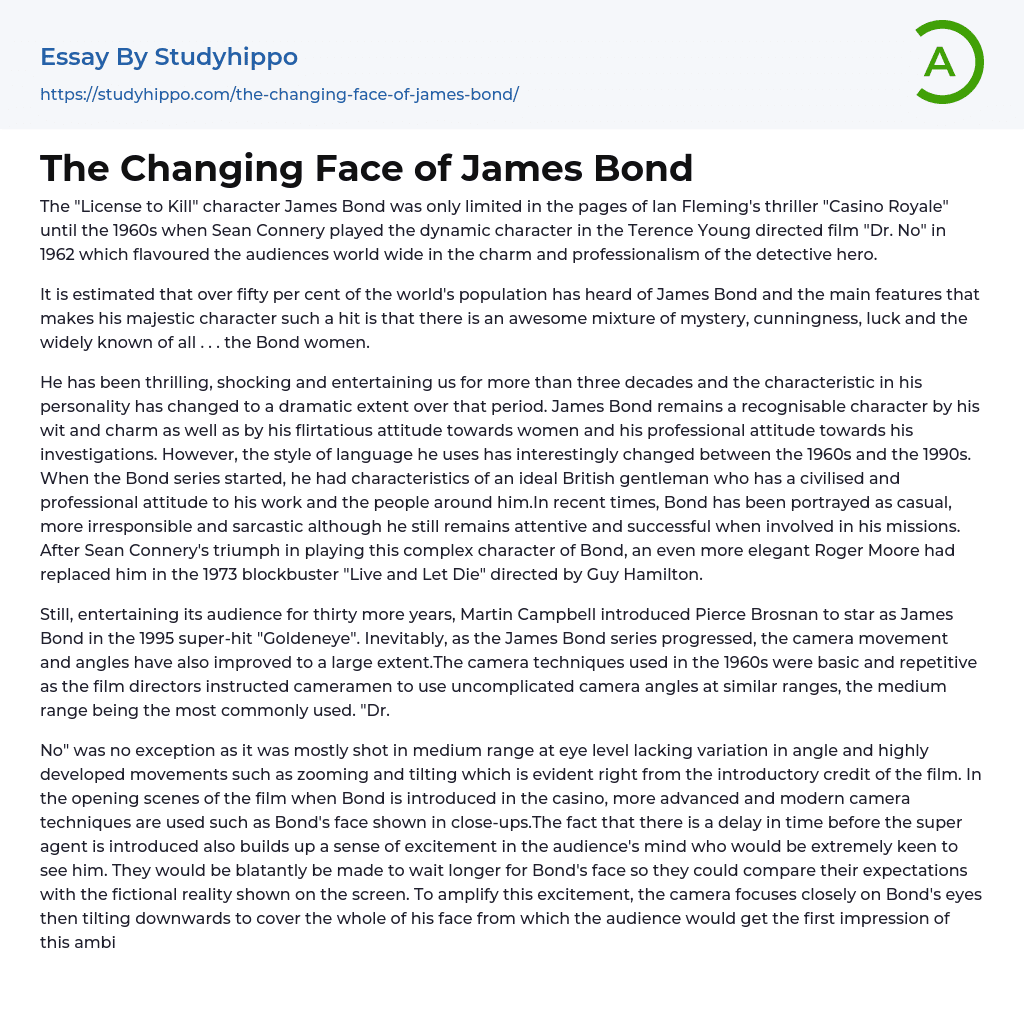 The Changing Face of James Bond Essay Example