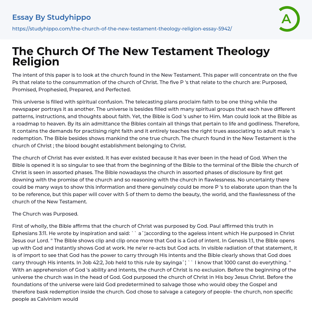 The Church Of The New Testament Theology Religion