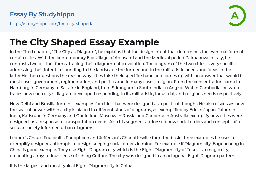 The City Shaped Essay Example