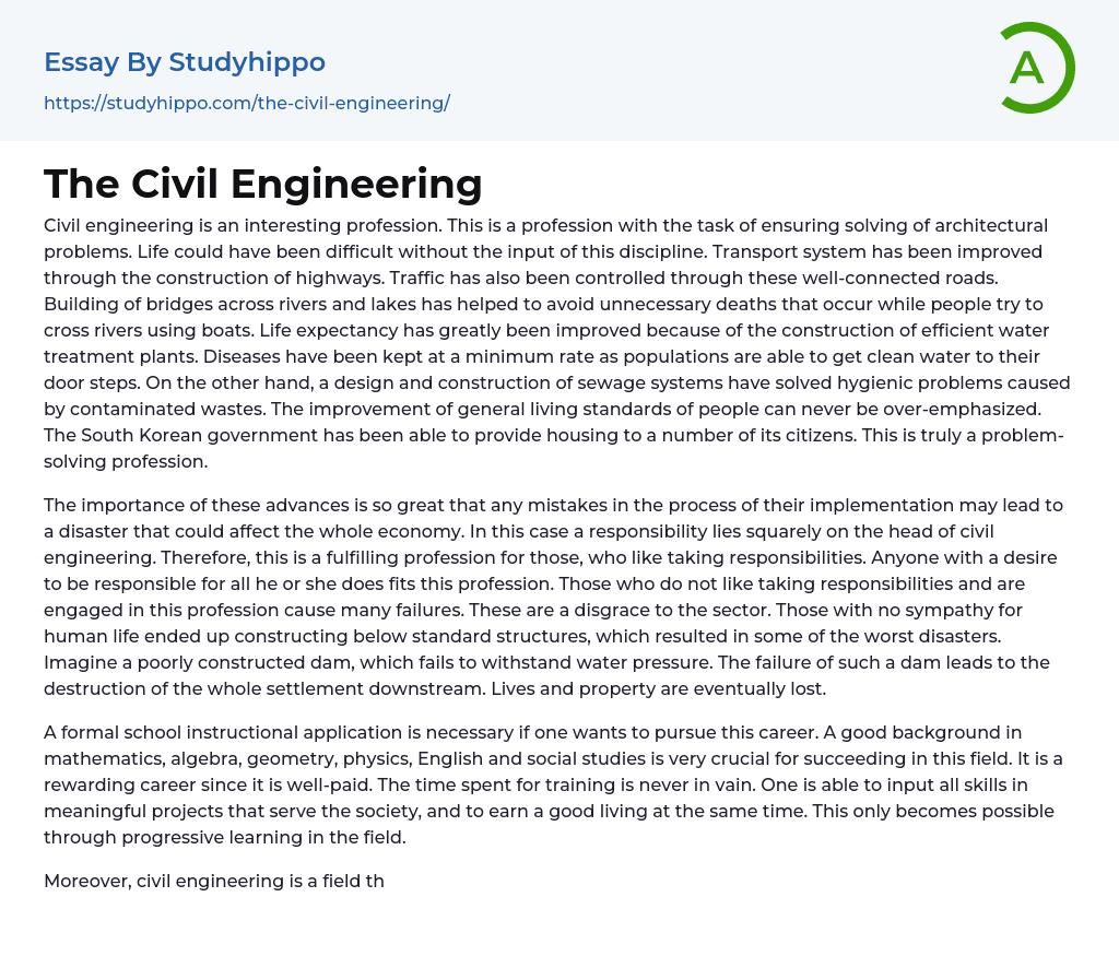 why i chose civil engineering essay