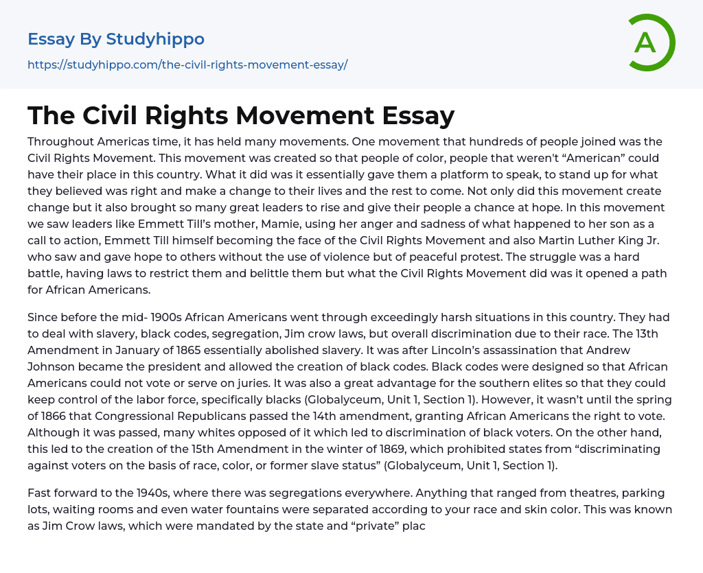 essay of the civil rights movement