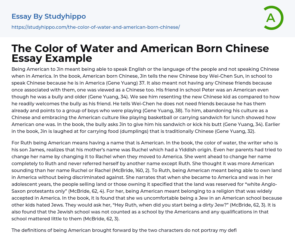 The Color of Water and American Born Chinese Essay Example