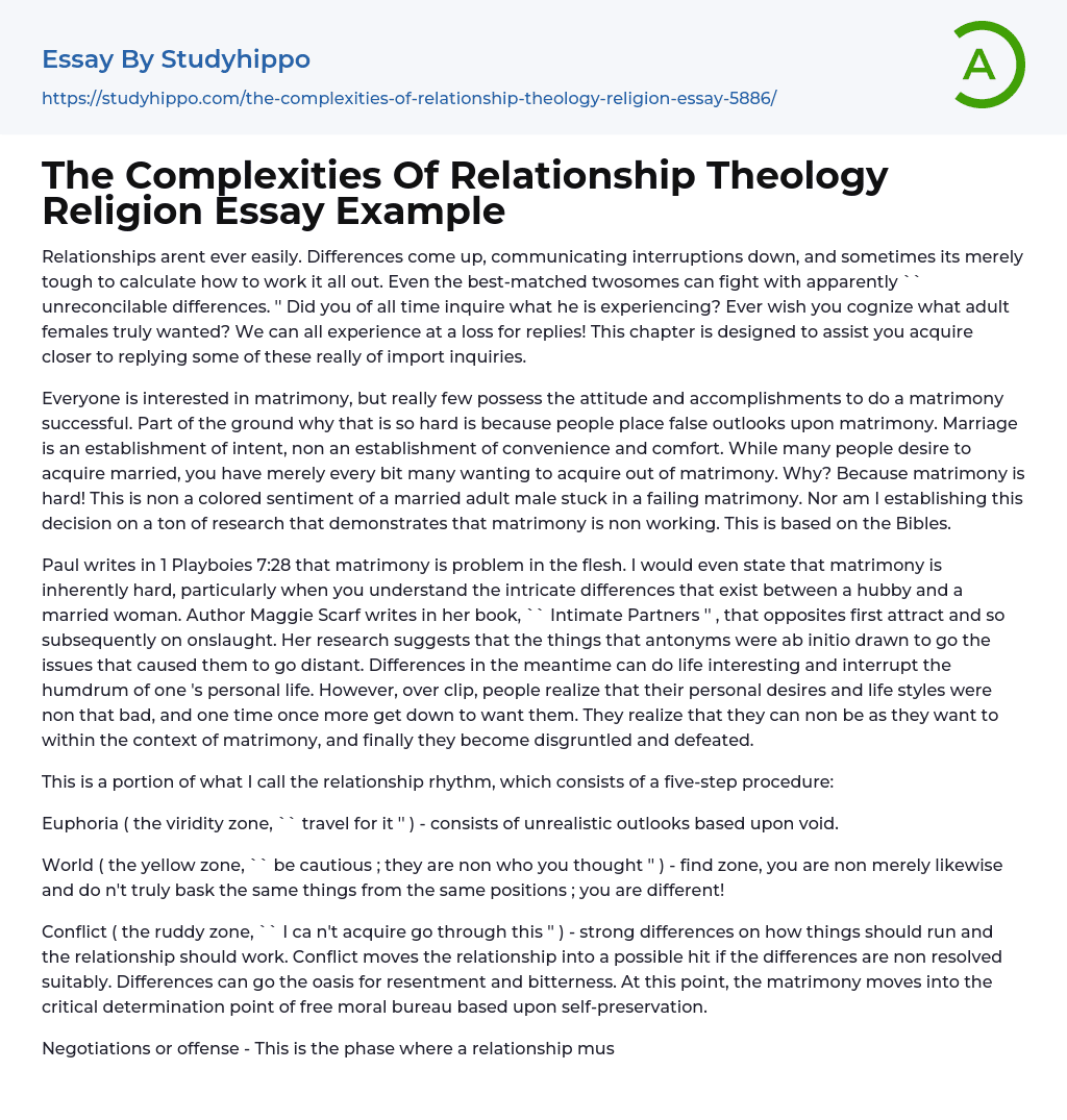 The Complexities Of Relationship Theology Religion Essay Example