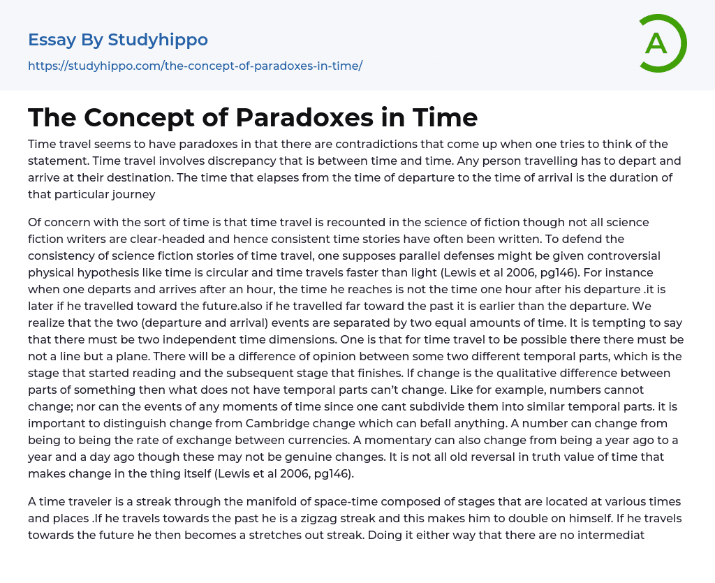 The Concept of Paradoxes in Time Essay Example