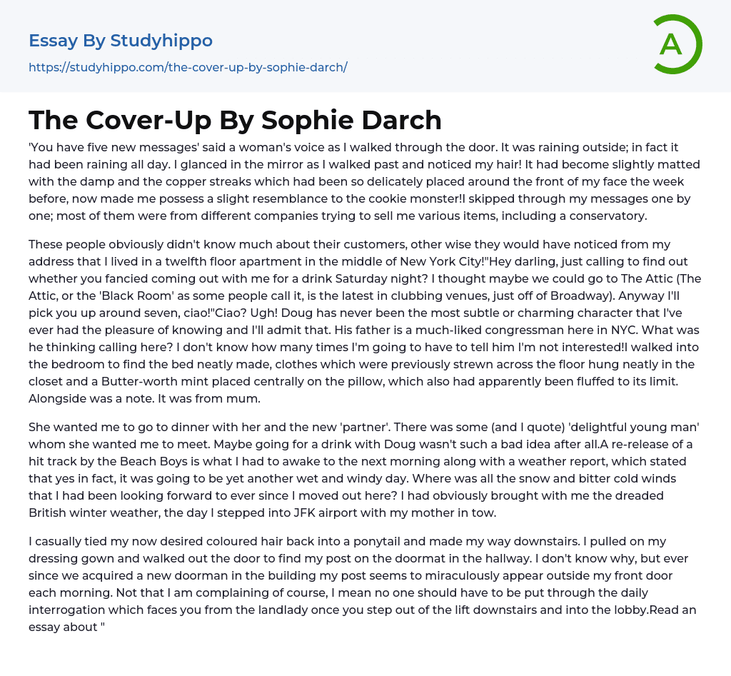 The Cover-Up By Sophie Darch Essay Example