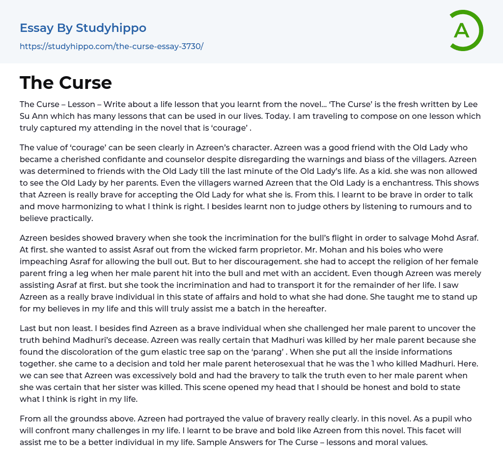 The Curse Essay Example