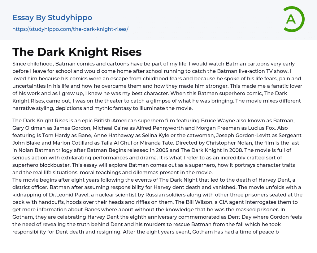 The Dark Knight Rises Essay Example
