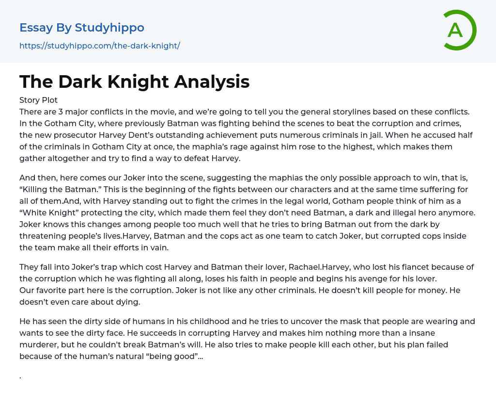 The Dark Knight Analysis Essay Example