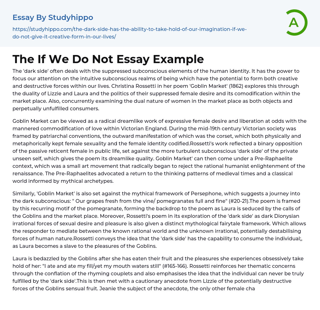 The If We Do Not Essay Example