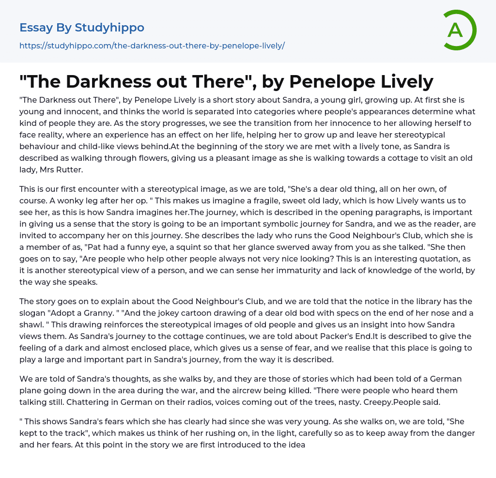 “The Darkness out There”, by Penelope Lively Essay Example