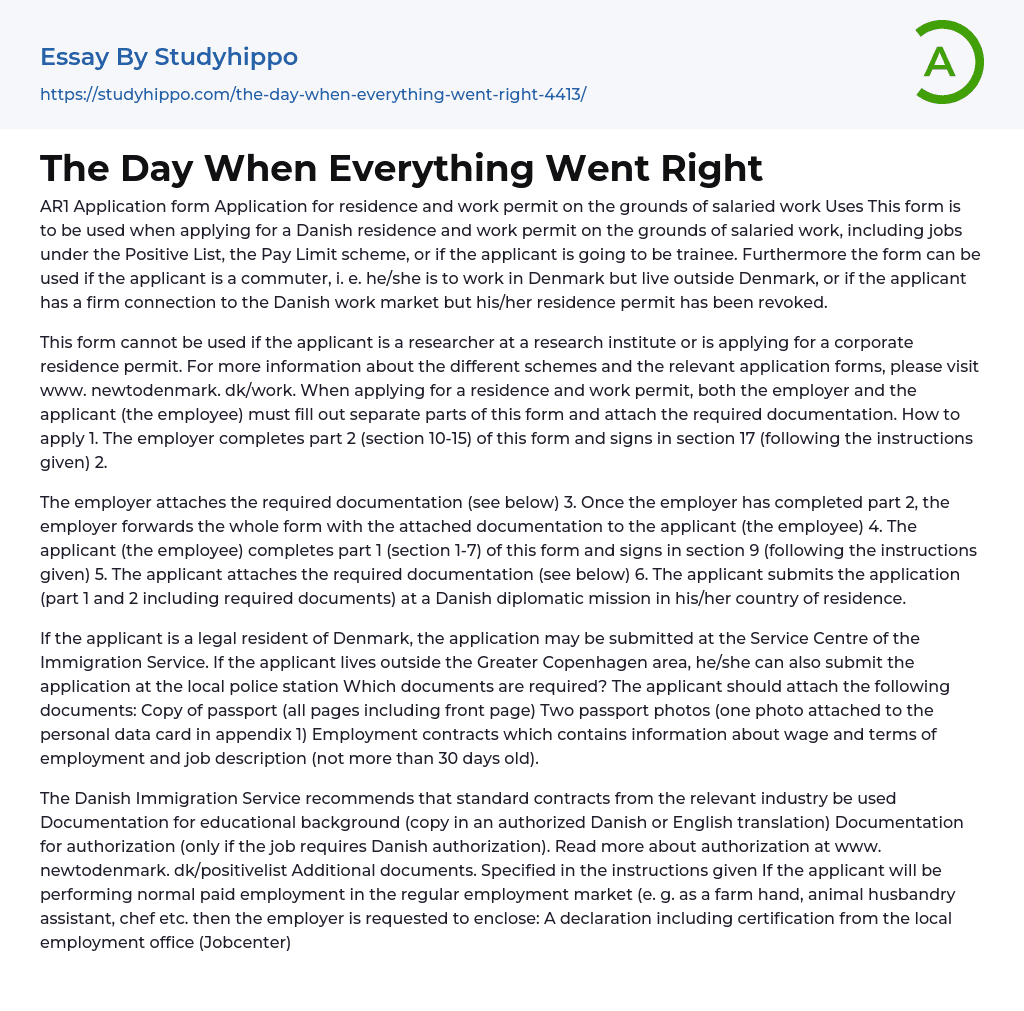The Day When Everything Went Right Essay Example