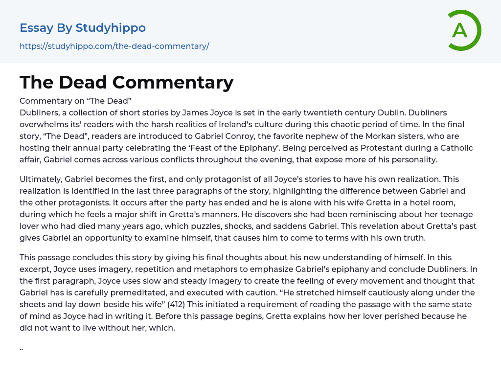 The Dead Commentary Essay Example