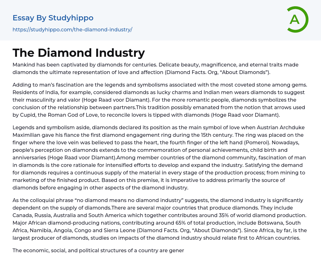 The Diamond Industry Essay Example