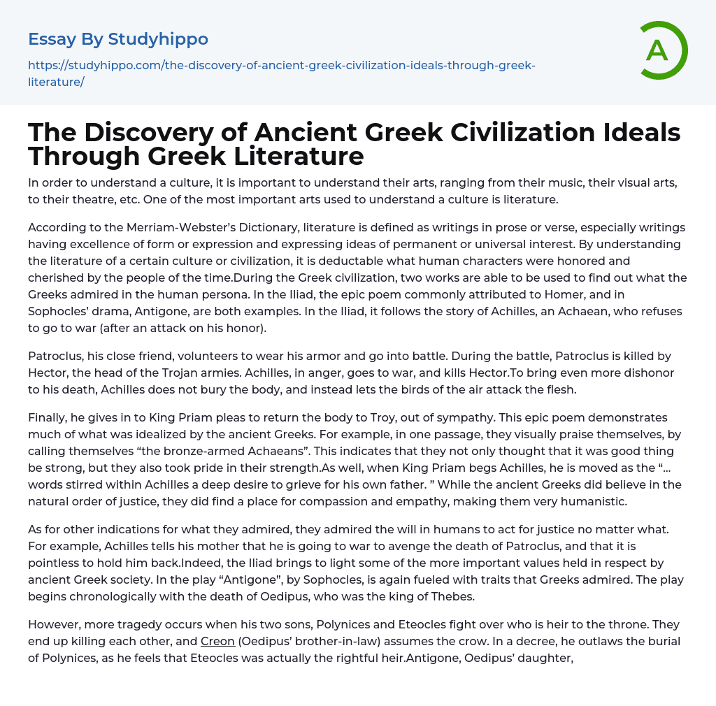 ancient greek culture essay